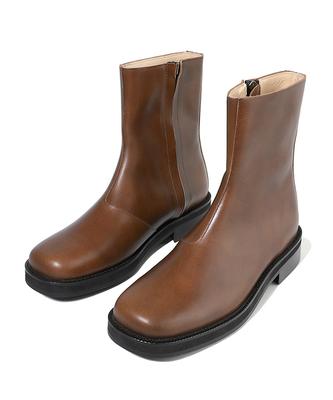 Firenze Atelier [Vibram] Minimal Line Oil Pull-Up Hidden Zipper Zip-Up Boots 9800 [Dark Brown]