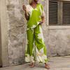 Printed V-Neck Bat Sleeve Top Fashion Two-Piece Set