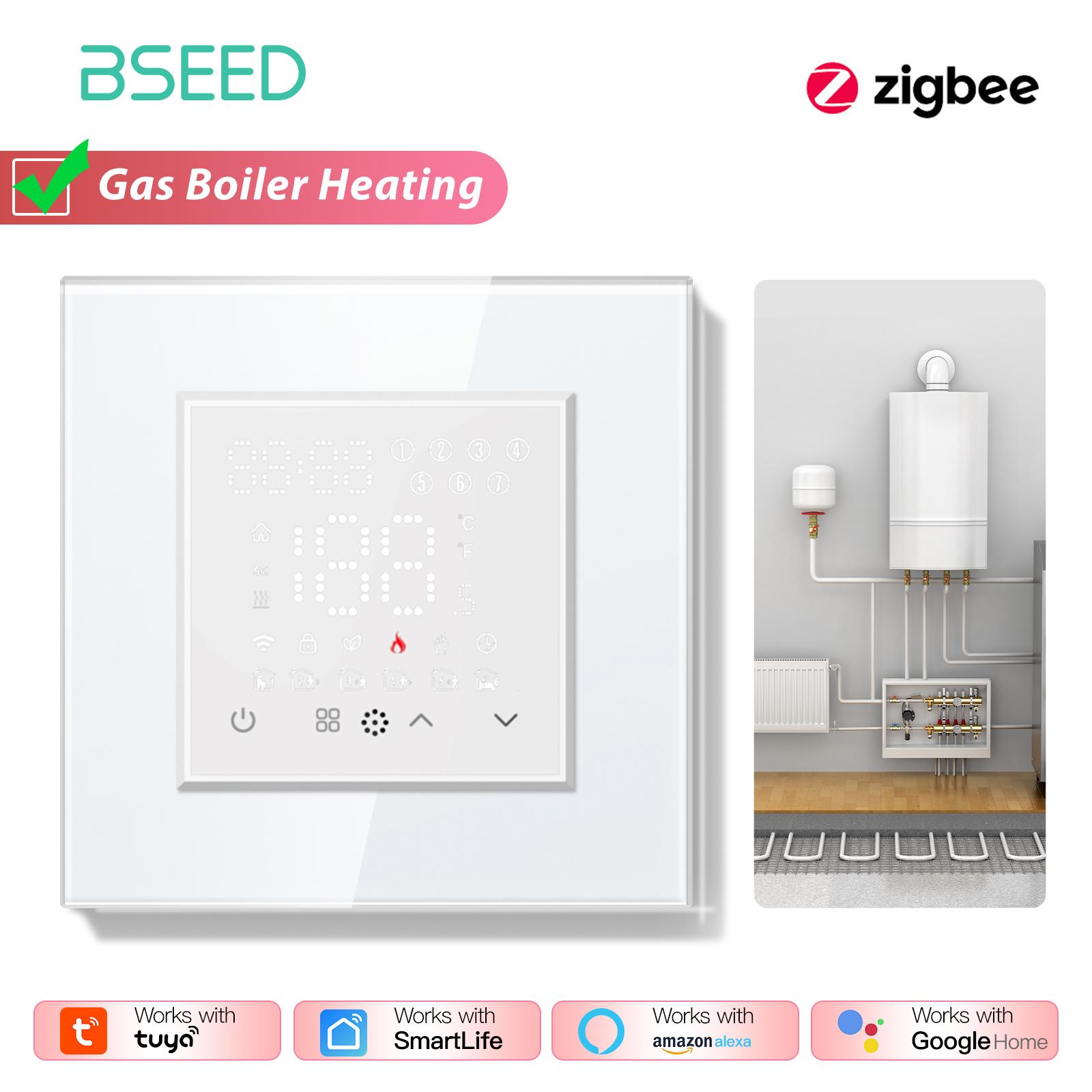 

BSEED Zigbee Touch Smart Thermostat Switch For Electric Water Gas Boiler Floor Heating Temperature Controller Plus EU Sockets EU standard
