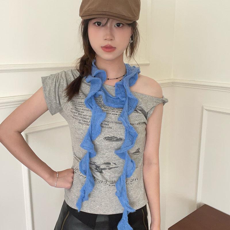 Корейский Y2K стиль спиральная волна однотонный тонкий согревающий шею для моды горячей девушки