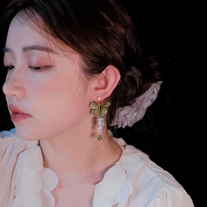 Zircon Flower Fringed Earrings Sweet Small Fresh Fashion Stud Earrings Versatile Fashion High Sense Earrings