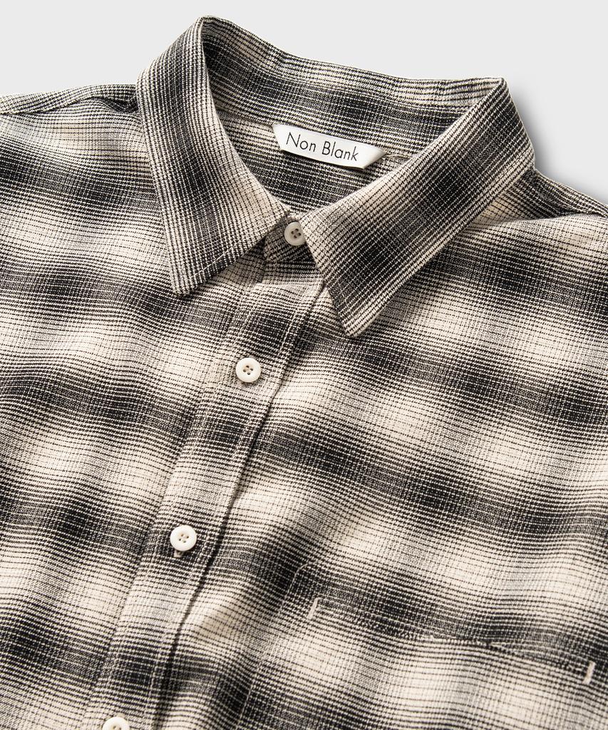 NONBLANK Flannel Ombre Check Shirt_Ivory