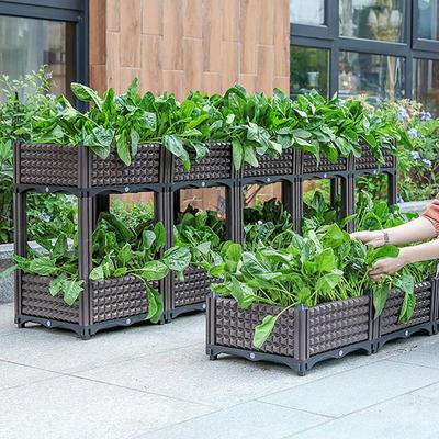 Fioriera Rialzata Grow Box Vaso da Fiori Rettangolare Aiuola Rialzata Vasi e Fioriere da Giardino Ortaggi Fiori Piante Crescono Rizzati
