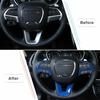 3X Blue Steering Wheel Frame Trim Decor Cover Bezels For Dodge Challenger 2015+