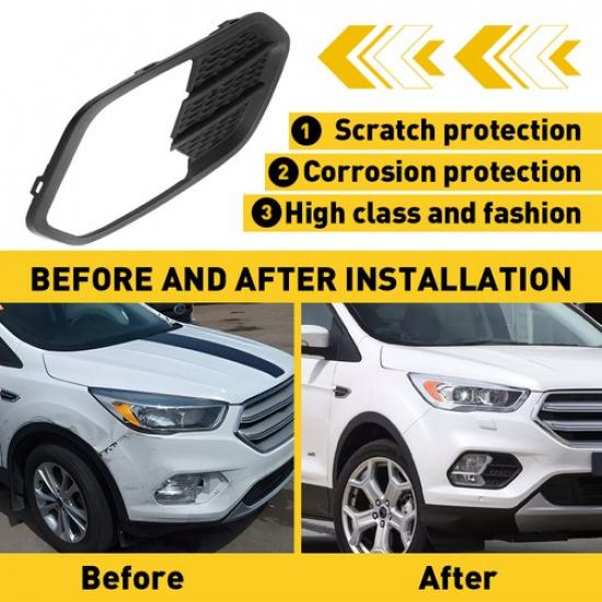 For 2017- Ford Escape Kuga Car Front Bumper Fog Light Cover Right Passenger