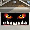 Halloween Monster Face Garage Door Banner, Terrifying Decoration, Polyester, Multi-functional, Autumn Celebration Event
