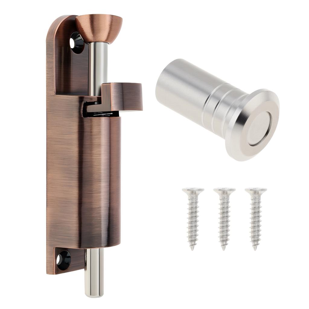 Serrure de porte coulissante à ressort en alliage de zinc 3,9 pouces, loquet à boulon robuste, comprend un boîtier anti-poussière, 3 vis, universel maison, clôture, portail
