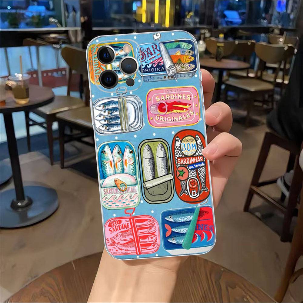 

Sardines Fish Art For IPhone 17 16 15 14 13 12 11 Pro Max Plus Mini Funda For Transparent Cover iPhone 12 pro