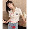 Mixiu Petite Korean Style Embroidered Polo T-Shirt