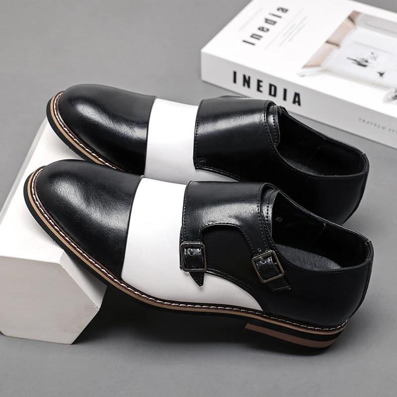 Fashion Business Casual Men's Shoes Buckle Fastening Retro British Style Rubber Outsole Leather Upgraded Large Size 48 Zapatillas Male