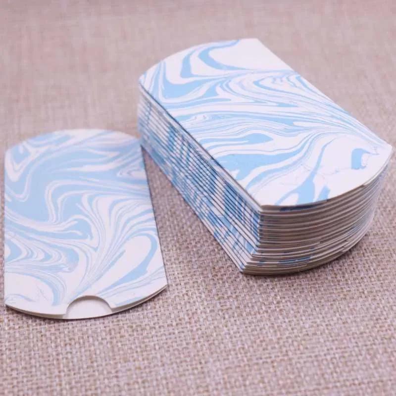 50pcs Marble Style Box Anniversary Gift Box Wedding Present Flamingo Design Box Paper Pillow Cardboard Jewelry Packing