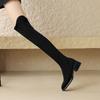 Krazing Pot Flock Autumn Winter Shoes Med Heels Size 43 Over-the-knee Boots Beauty Lady Slip on Elastic Thigh High Boots