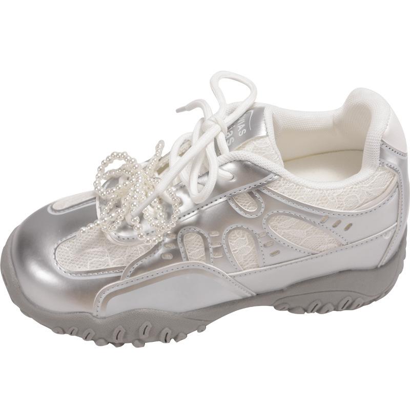 Silver Ballet Style Small Man Inner Height Increase Moral Training Shoes Women's 2025 New Summer Advanced Sense Versatile White Shoes