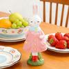 Cute Girl Bunny Resin Figurine Table Statue Decoration Easter Bunny Sculpture Statue for Living Room Bedroom Garden Pink
