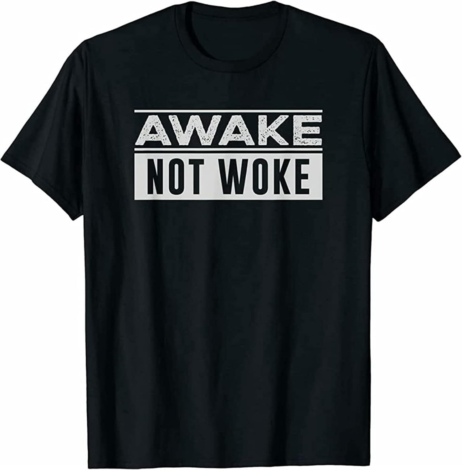 Men s Free Speech Awake Not Woke Political Censorship T Shirt XS чёрный