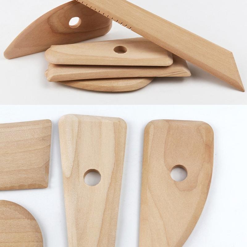 5Pcs Wooden Clay Sculpting Tools Set Pottery Foot Shapers Tool Clay Texture Ribs Ceramic Sculpting Tools for Carving