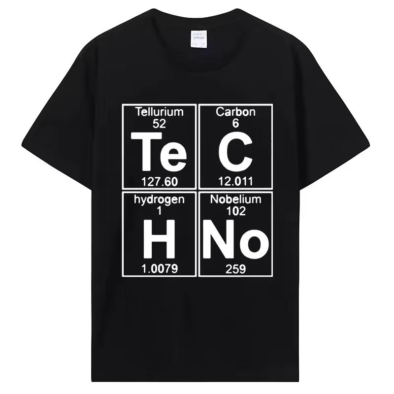 Techno Periodic Table Funny Meme T Shirt for Men's and Women's Cotton Chemistry EDM Music Graphic Tee Casual 2026 New T-shirt