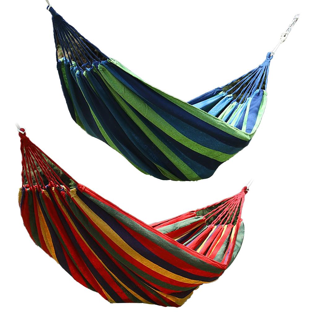 Single Double Hammock Suspension System Compact Garden Hammock Polyester Cotton Sturdy Comfortable Anti Rollover for Patio