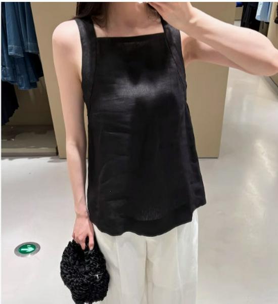 

Женский топ CS светло-зеленый льняной на завязках с открытой спиной, стандартная посадка, лето 2025 40 чёрный