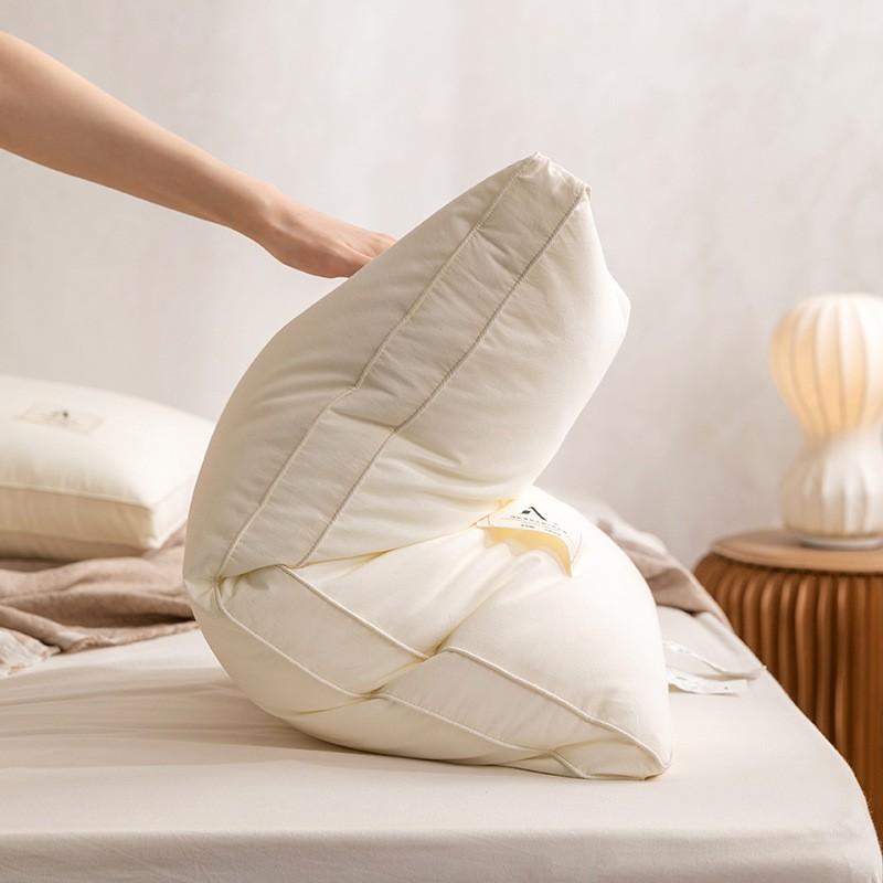 Soft Cotton-Feel Hotel Pillow With Ultra-Fine Microfiber Fill Lightweight Plush Comfort Single Bed 48x74cm Pair
