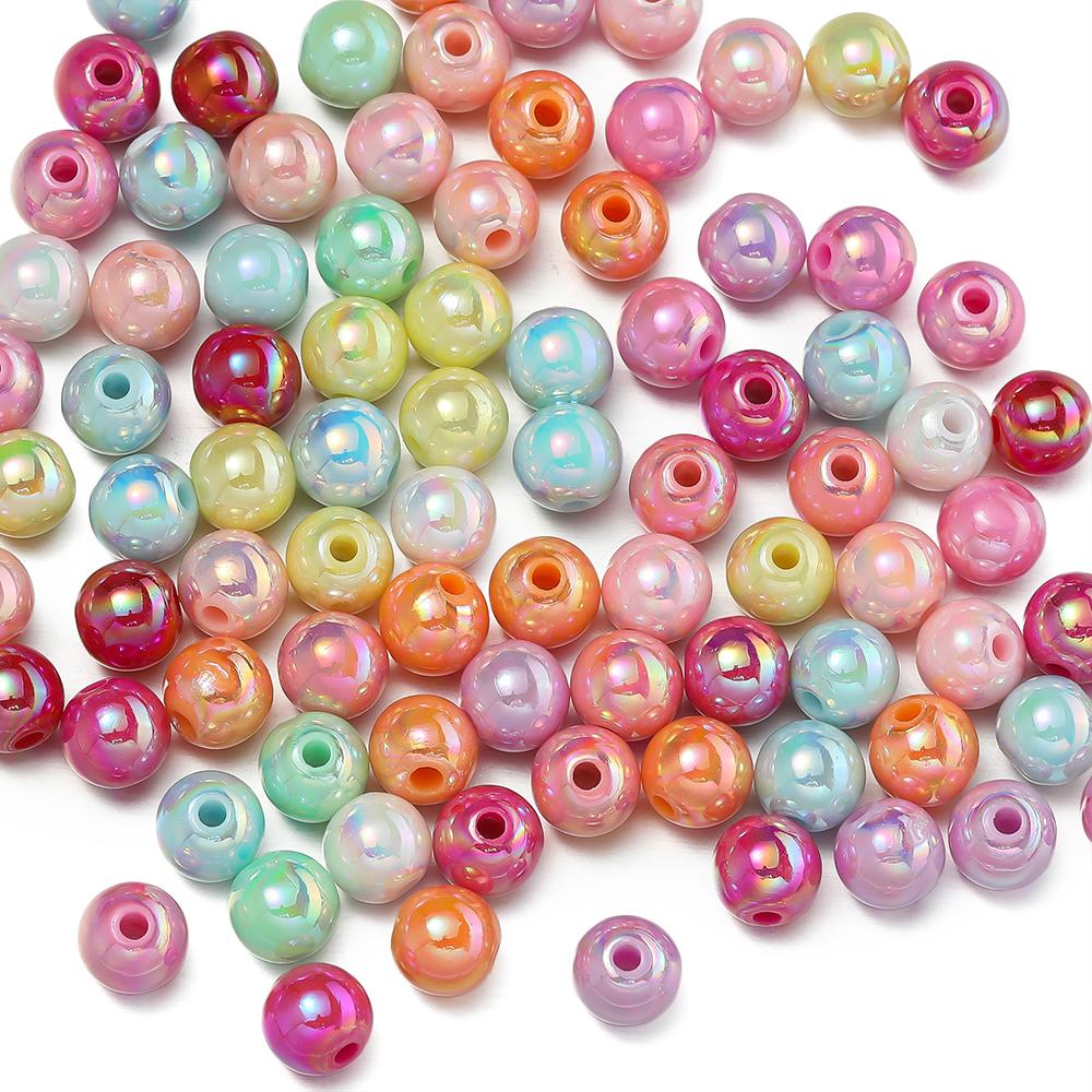 50/100pcs 6/8/10mm AB Color Acrylic Beads Round Loose Spacer Beads for Jewelry Making DIY Handmade Necklace Bracelet Accessories