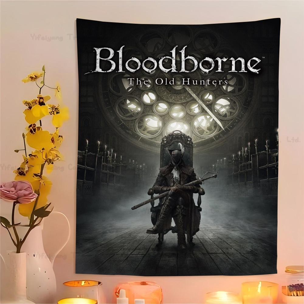 Klassisches Spiel Bloodborne Buntes Wandbehang Hippie Blume Wandteppiche Schlafsaal Dekor Wandkunst Dekor