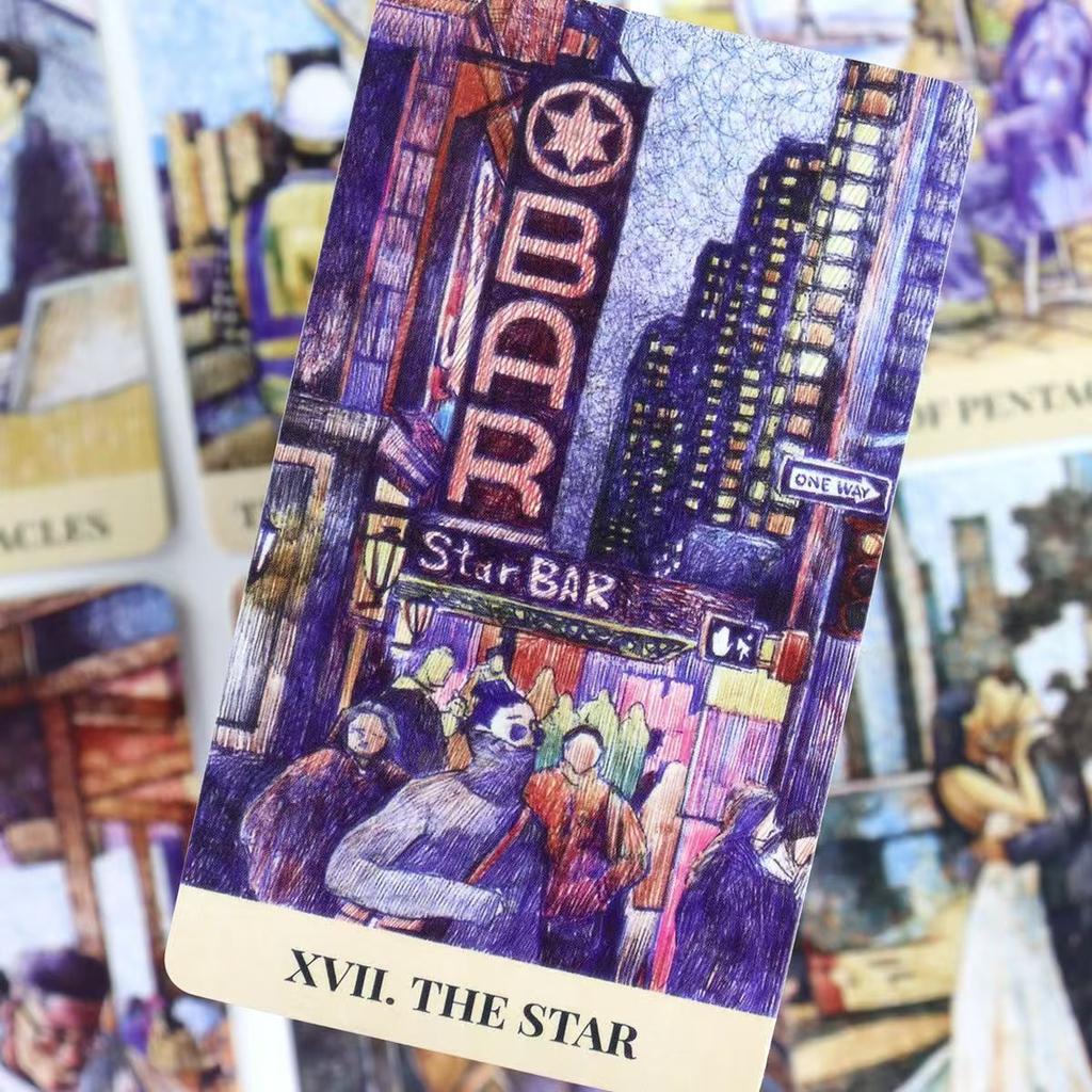City Labyrinth Tarot, 78 kart 10,3*6 cm Tarot Deck | Indy Tarot Pen-drawn o życiu w Nowym Jorku na początku lat 2000.