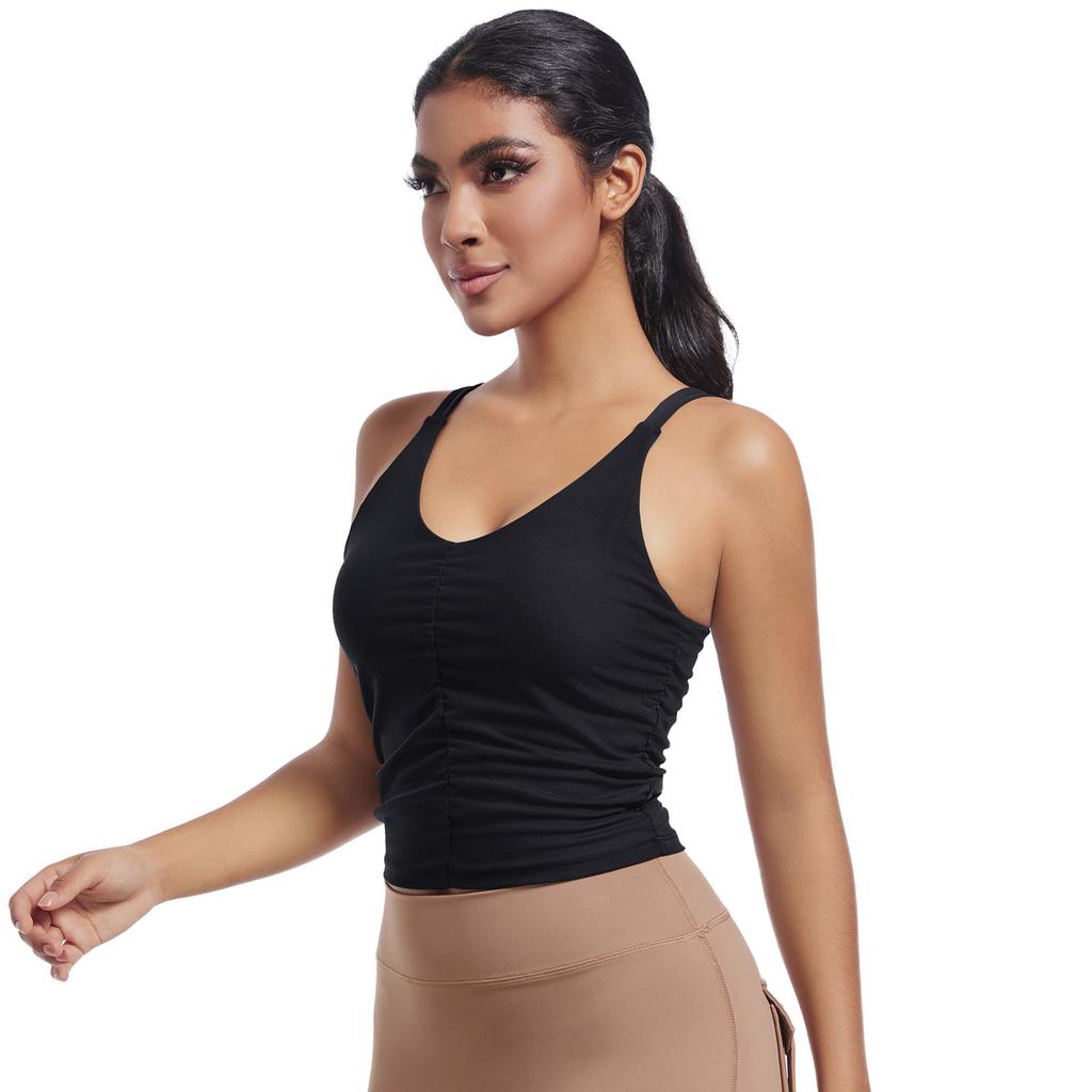 New Yoga Camisole, Beautiful Back, Sports Running, Fitness, Breathable Pleated Vest, Quick Drying Fitness Suit, Slim Fit Top For Women