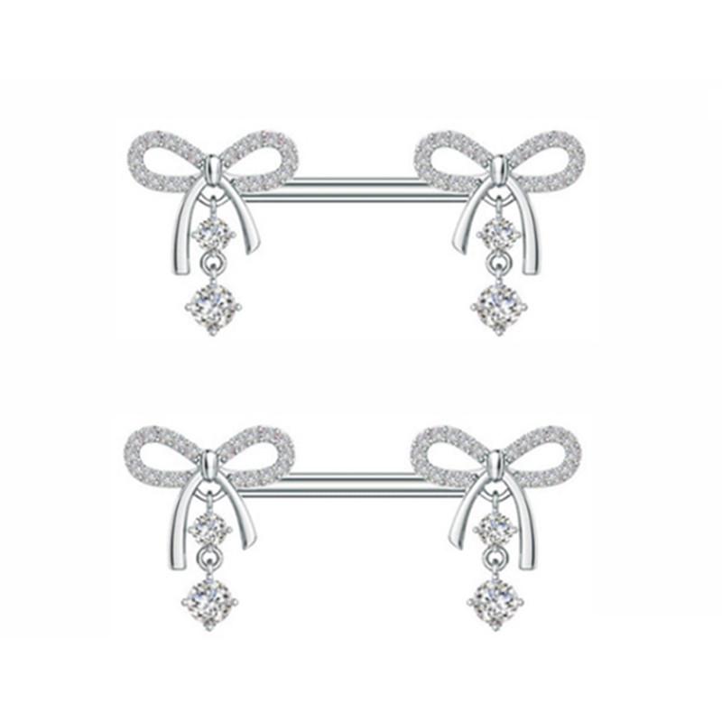 1Pair Pink Butterfly Nipple Piercing Jewelry Shiny Crystal Nipple Rings For Women Girls Heart Nipple Barbells Piercing Pezon