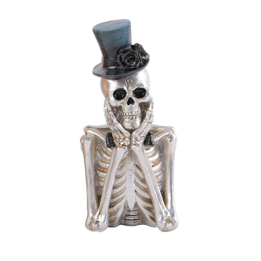 Scary Halloween Skeleton Ornament Funny Unique Fake Human Skull Bones Prank Toys Resin Skeleton Figure Decoration Gift