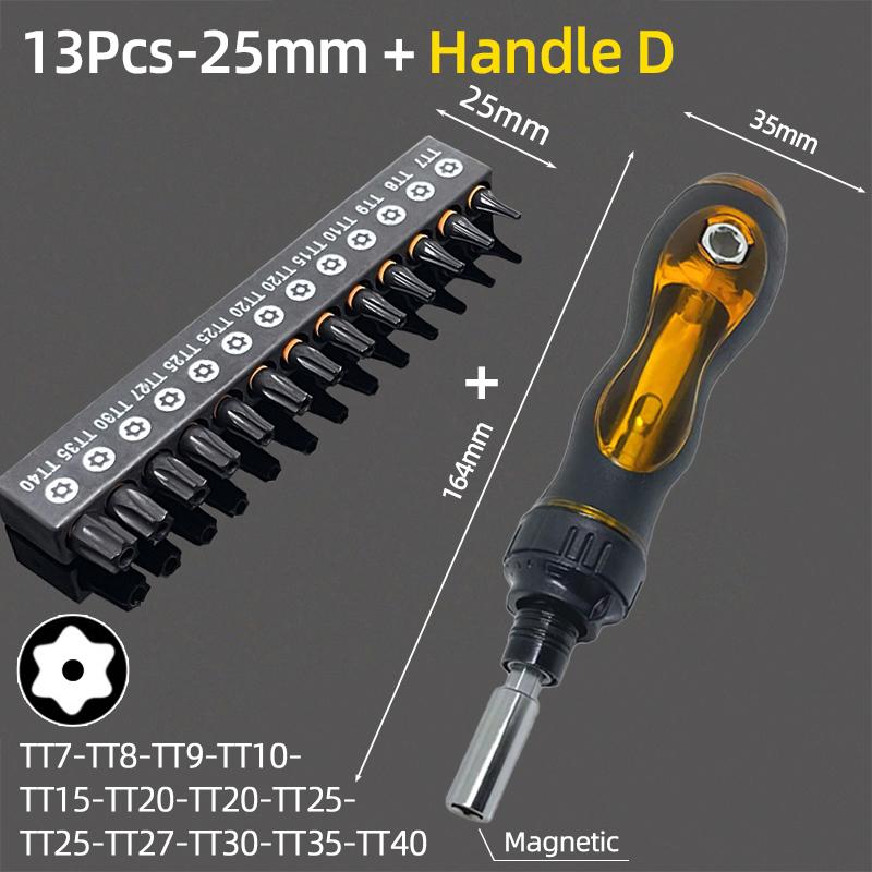 25mm Torx șurubelniță biți set Tamper Door securitate burghiu biți 1/4 "șurubelniță hexagonală cheie cu clichet mâner reparare scule de mână