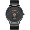 BUREI Men's Black Watch, Simple, Stylish, Popular, Waterproof, Men's Watch (Black-Rose Gold Hands, Stainless Steel)