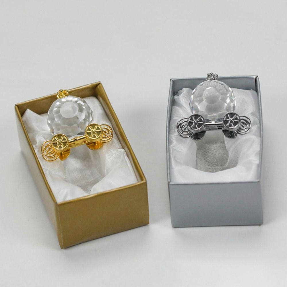 Clear Crystal Crafts Crystal Pumpkin Car Exquisite Baby Birthday Gift  Office Home Decoration