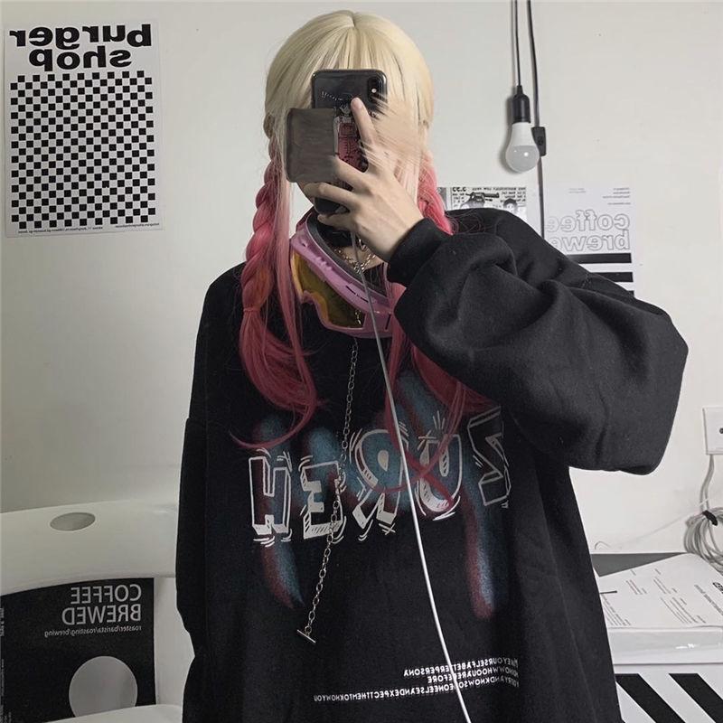 

Толстовки в стиле хип-хоп, женские осенне-зимние пуловеры, толстовки, уличная одежда, модный спортивный костюм с капюшоном в стиле граффити, черно-белые женские негабаритные толстовки Harajuku S чёрный