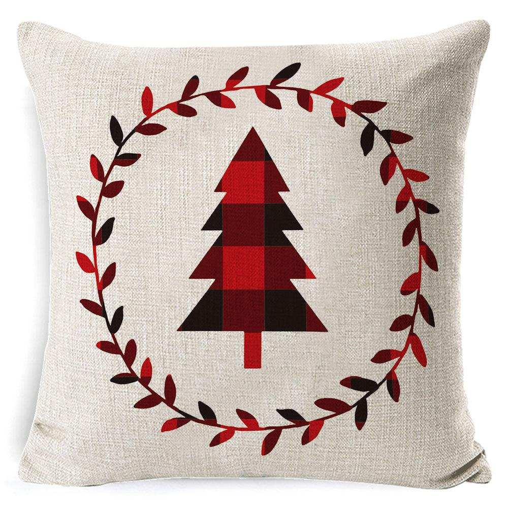 Christmas Pillow Cover Home Sofa Cushion Elk Letter Print Cushion Cover Christmas Atmosphere
