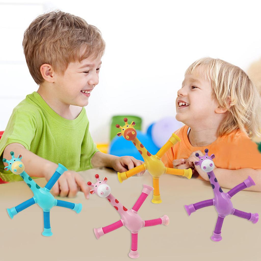 Telescopic Suction Cup Giraffe Toy, Ever Changing Giraffe Educational Stress Relief Toy, Parent-Child Interactive Decompression Toy