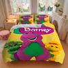 3pcs Barney & Friends Purple Dinosaur Family Home Bedding Set-Universal Three-Piece Suit for Bedroom, Guest Room, Living Room, Hotel-Perfect