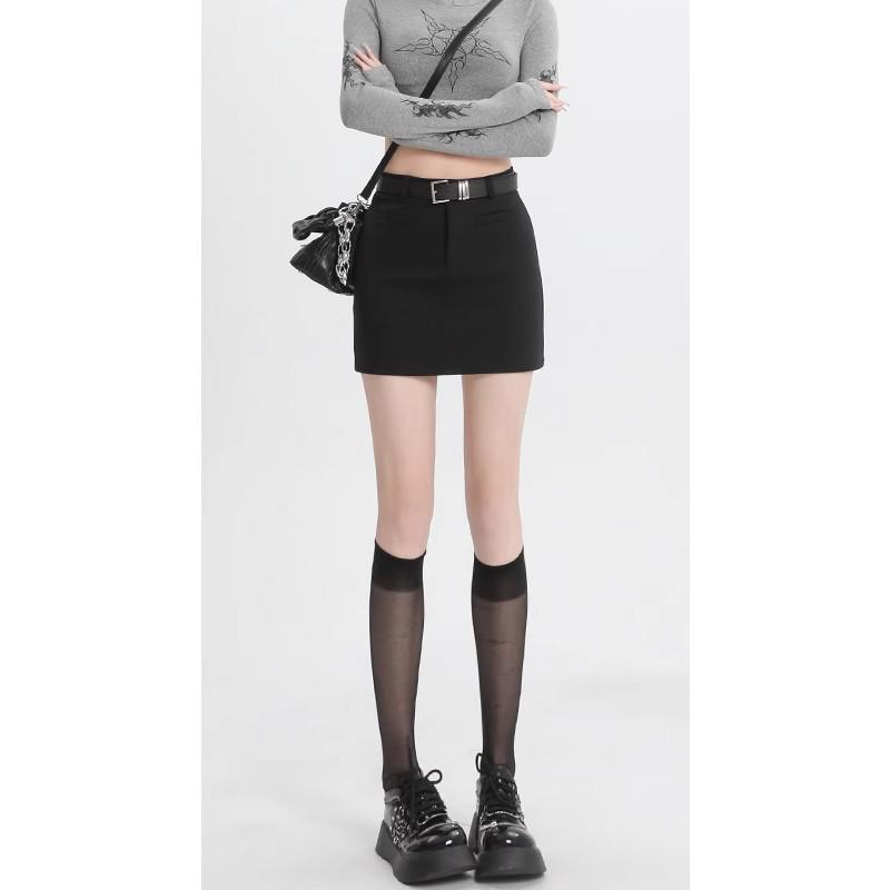 Women s Summer 2025 High-Waisted A-Line Gray Hip-Hugging Short Skirt XL