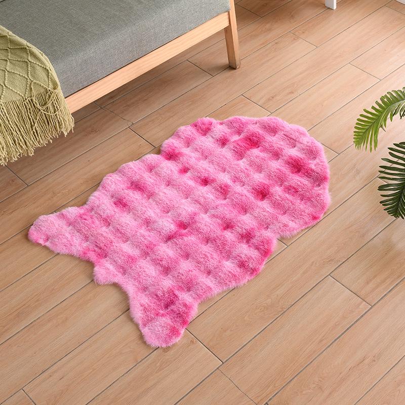 Bubble Fleece Faux Rabbit Fur Carpet - Full Coverage Tatami Floor Mat for Home, Bedroom, Living Room, or Bedside