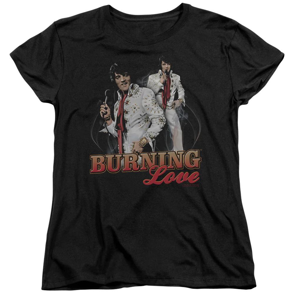Elvis Presley Burning Love Womens T Shirt Black Officially Licensed Unisex T-Shirt S