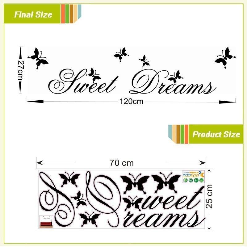 Sweet Dreams Wall Stickers Bedroom Decoration Diy Home Decals Quotes Mural Arts Printing Pvc Poster LS