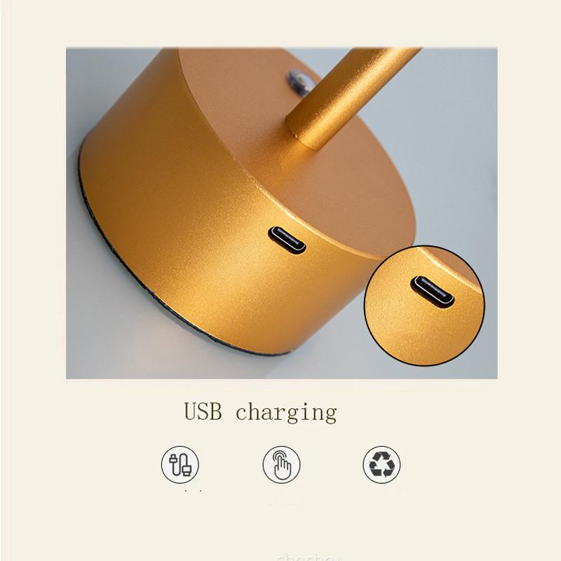 Retro LED Rechargeable Touch Table Lamp Stepless Dimming Reading Lamp Table Lamp Bedside Lamp Hotel Bar Decoration Night Light