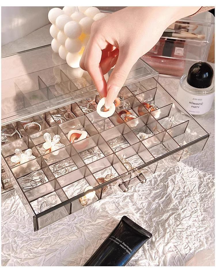 Acrylic Jewelry Storage Box for Earrings, Necklaces, and Accessories with Anti-Oxidation Protection and New Drawer Design