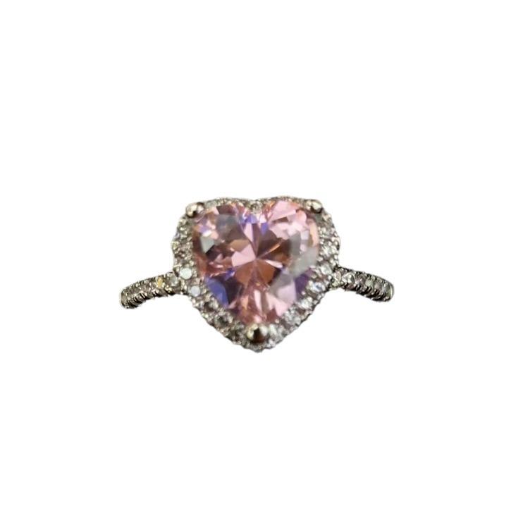 Dingrui Pink Love Zircon Diamond Ring - Platinum-Plated Women's Boutique