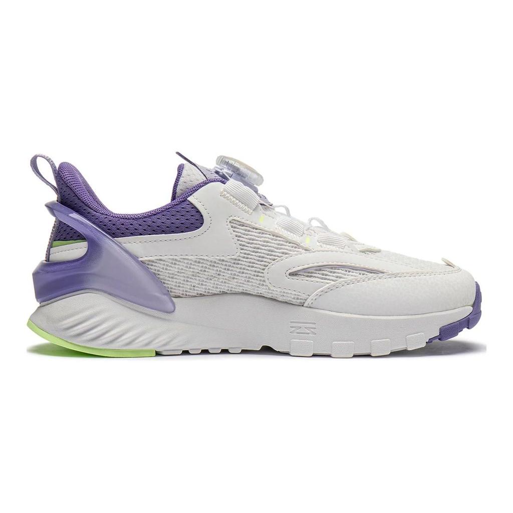 Li Ning Crianças Couro Sintético Confortável Versátil Antiderrapante Resistente ao Desgaste Cano Baixo Sapatos Casuais Crianças Sapatos Casuais Branco Roxo YKCU008-2
