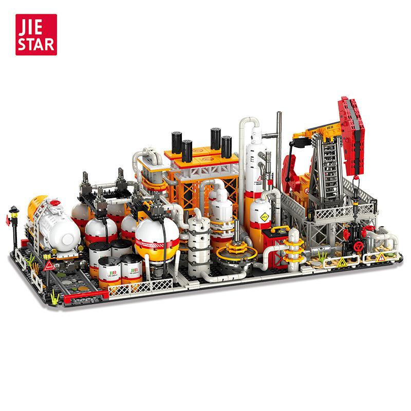 Interesting Toys Unisex Petroleum Engineering Machinery Building Block City Street View Petrochemical Plant Transport Station Assembly Model Brick Gift