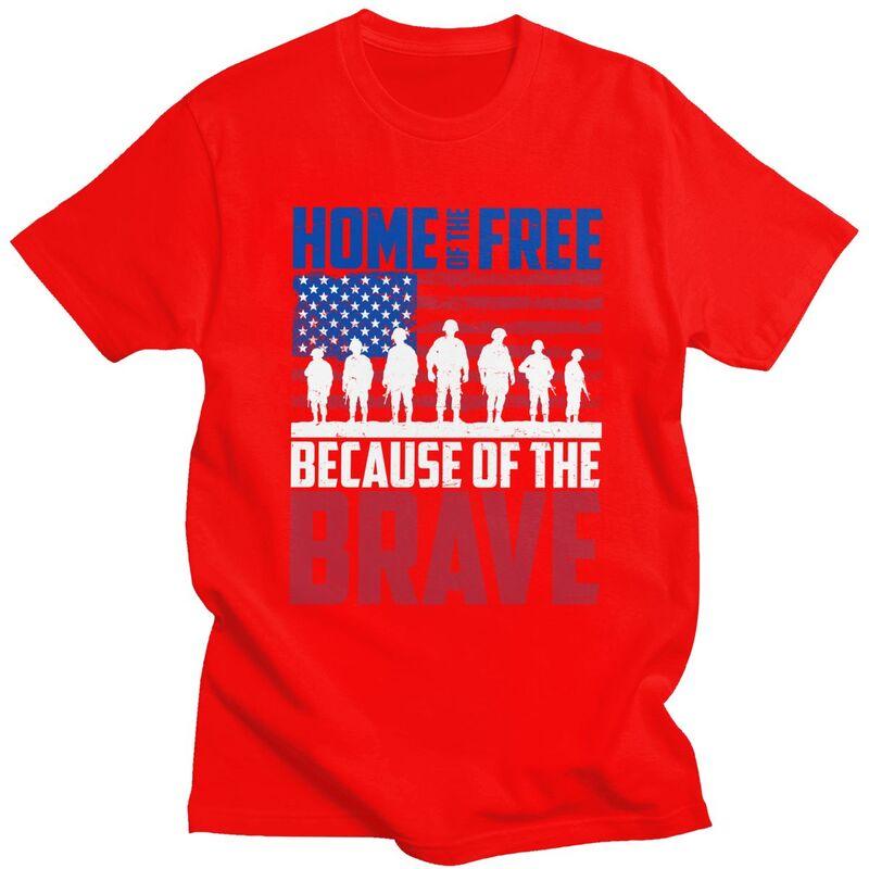 Custom Home Of The Free Because Of The Brave T Shirt Men Short Sleeves 100 Cotton Tshirt Leisure Veteran Patriotic Tees