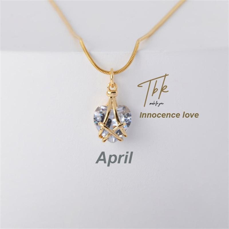 

Classic Love Necklace Diamond Castle Necklaces Cute Birth Stone Heart Pendant Jewelry Anniversary Birthday Gifts 1