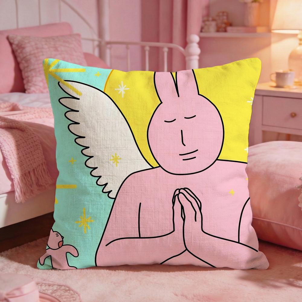 My Ffriends Rabbit Cute Cushion Cover Premium Comfort Reversible Pillow Cove Two In One Design For Any Room  Car Interior