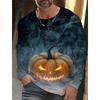 Autunno e Inverno 2024 Maglietta a Maniche Lunghe da Uomo Halloween Stampa Sanguinolenta Stampata in 3D Streetwear da Uomo Girocollo Maniche Lunghe
